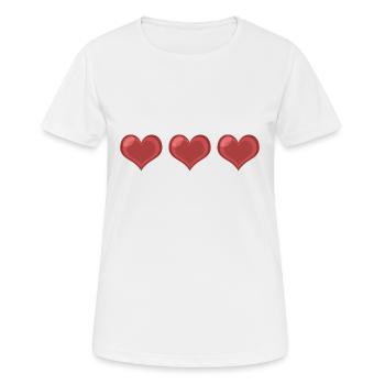 Trois coeurs - T-shirt respirant Femme - blanc - Devant - AI Model Female 172 dark (172cm)