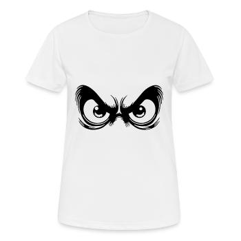 Wütende Augen mit starrem Blick - Frauen T-Shirt atmungsaktiv - Weiß - Vorne - AI Model Female 172 dark (172cm)