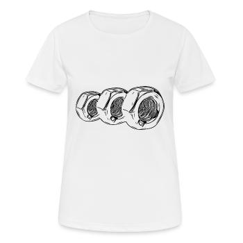 Drei stehende vintage Schraubenmuttern - Frauen T-Shirt atmungsaktiv - Weiß - Vorne - AI Model Female 172 dark (172cm)