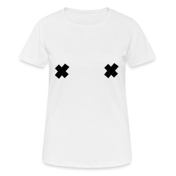 Brustpflaster XX - Frauen T-Shirt atmungsaktiv - Weiß - Vorne - AI Model Female 172 dark (172cm)