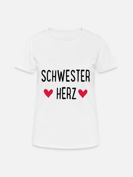 SCHWESTERHERZ - Frauen T-Shirt atmungsaktiv - Weiß