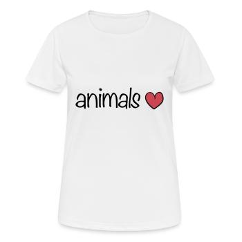 tiere herz tierliebe text - Frauen T-Shirt atmungsaktiv - Weiß - Vorne - AI Model Female 172 dark (172cm)