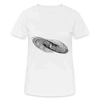 Geometrische Kreis Linien Ellipsen - Frauen T-Shirt atmungsaktiv - Weiß - Vorne - AI Model Female 172 dark (172cm)