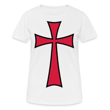 03 Templer Kreuz Mittelalter 2c - Frauen T-Shirt atmungsaktiv - Weiß - Vorne - AI Model Female 172 dark (172cm)