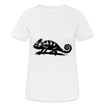 Terrarium Chamäleon Meister der tierischen Tarnung - Frauen T-Shirt atmungsaktiv - Weiß - Vorne - AI Model Female 172 dark (172cm)