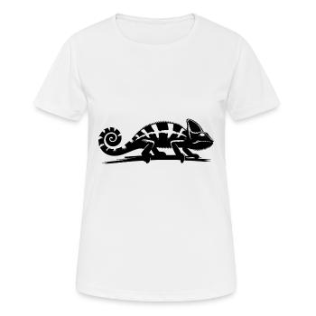 Kinder Chamäleon wandert über einen Ast - Frauen T-Shirt atmungsaktiv - Weiß - Vorne - AI Model Female 172 dark (172cm)