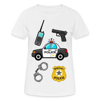 Polizei, police, polizist, cop police car, officer - Frauen T-Shirt atmungsaktiv - Weiß - Vorne - AI Model Female 172 dark (172cm)