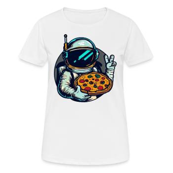 Astronaute avec un design d’espace de pizza salami - T-shirt respirant Femme - blanc - Devant - AI Model Female 172 dark (172cm)
