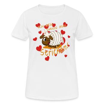 Ich geh dann mal stricken Schaf - Frauen T-Shirt atmungsaktiv - Weiß - Vorne - AI Model Female 172 dark (172cm)