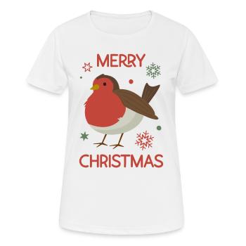 Joyeux Robin de Noël - T-shirt respirant Femme - blanc - Devant - AI Model Female 172 dark (172cm)