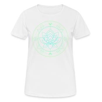 Lotus Mond Heilige Geometrie - Frauen T-Shirt atmungsaktiv - Weiß - Vorne - AI Model Female 172 dark (172cm)