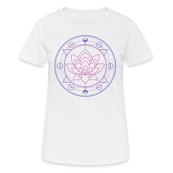 Lotus Lune Géométrie sacrée - T-shirt respirant Femme - blanc - Devant - AI Model Female 172 dark (172cm)