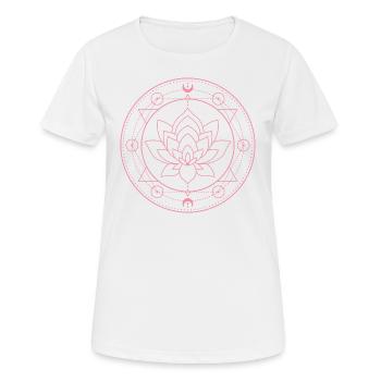 Lotus Mond Heilige Geometrie - Frauen T-Shirt atmungsaktiv - Weiß - Vorne - AI Model Female 172 dark (172cm)