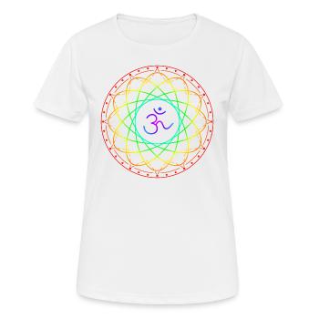 Heilige Geometrie mit Om Symbol - Frauen T-Shirt atmungsaktiv - Weiß - Vorne - AI Model Female 172 dark (172cm)