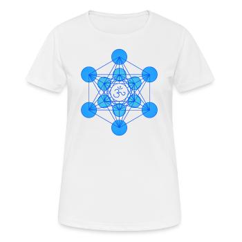 Heilige Geometrie Merkaba Om blau - Frauen T-Shirt atmungsaktiv - Weiß - Vorne - AI Model Female 172 dark (172cm)
