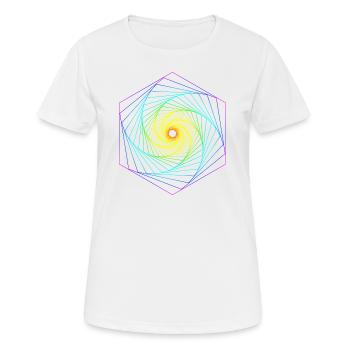 Heilige Geometrie Spiralle Regenbogen - Frauen T-Shirt atmungsaktiv - Weiß - Vorne - AI Model Female 172 dark (172cm)
