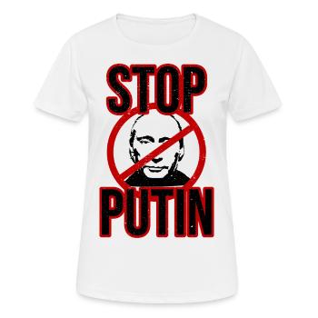 Stopp Putin - Frauen T-Shirt atmungsaktiv - Weiß - Vorne - AI Model Female 172 dark (172cm)