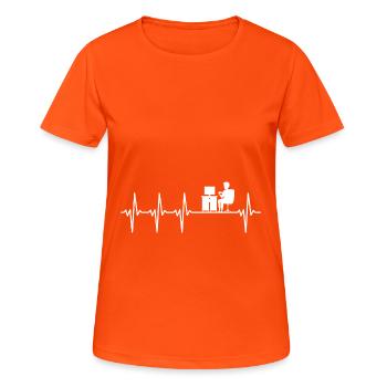 Gamer Heartbeat Gift Nerd Geek Zocken Gaming - Women's Breathable T-Shirt - neon orange - Front - AI Model Female 172 dark (172cm)