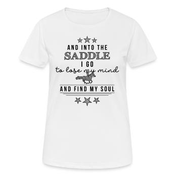 Into the saddle I go - Womens Edition Black - Frauen T-Shirt atmungsaktiv - Weiß - Vorne - AI Model Female 172 dark (172cm)
