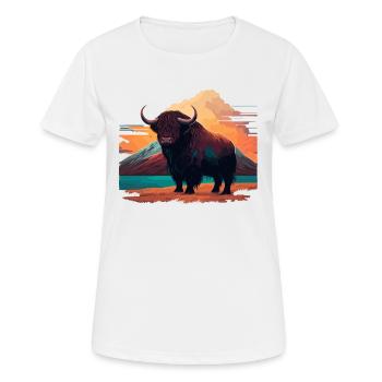 Ilustration de yak de l’Himalaya - T-shirt respirant Femme - blanc - Devant - AI Model Female 172 dark (172cm)