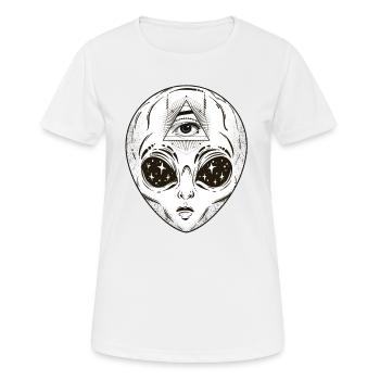 T-shirt Illuminati Alien - Œil tout voyant - T-shirt respirant Femme - blanc - Devant - AI Model Female 172 dark (172cm)