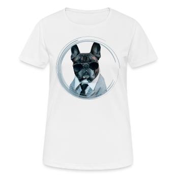 Mignon tyran de style mafia français bouledogue - T-shirt respirant Femme - blanc - Devant - AI Model Female 172 dark (172cm)