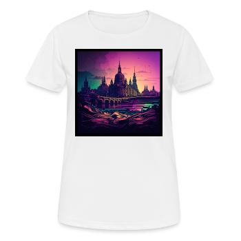 Skyline of Dresden in the evening light Vaporwave optics - Women's Breathable T-Shirt - white - Front - AI Model Female 172 dark (172cm)