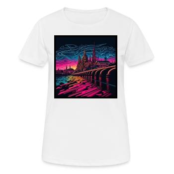 Skyline of Dresden in the evening light Vaporwave optics - Women's Breathable T-Shirt - white - Front - AI Model Female 172 dark (172cm)