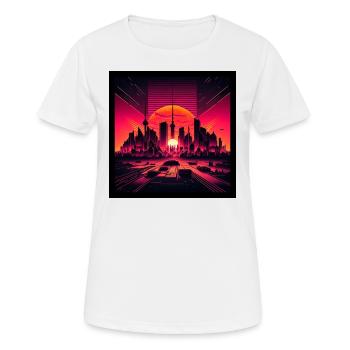 Skyline of Berlin in the evening light Vaporwave optics - Women's Breathable T-Shirt - white - Front - AI Model Female 172 dark (172cm)