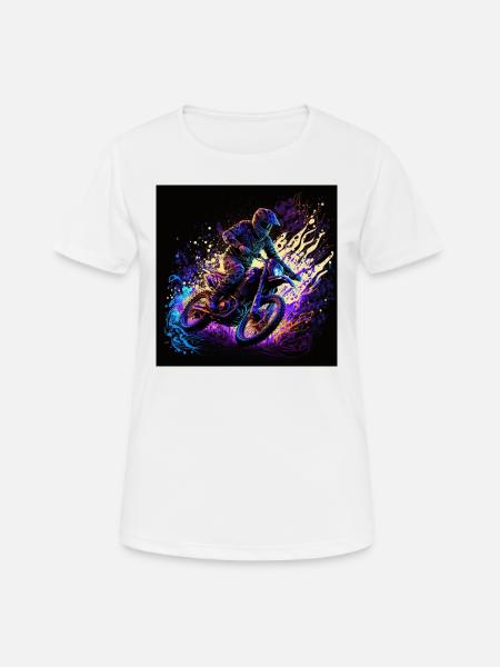 Viileä motocrosser mustalla valotyylillä - Andningsaktiv T-shirt dam - vit