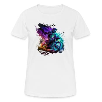 Des pilotes de motocross badass dans des couleurs cool - T-shirt respirant Femme - blanc - Devant - AI Model Female 172 dark (172cm)