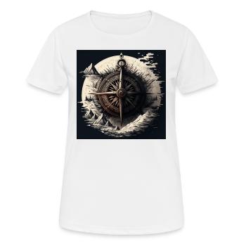 artistic sailor compass on the high seas - Women's Breathable T-Shirt - white - Front - AI Model Female 172 dark (172cm)