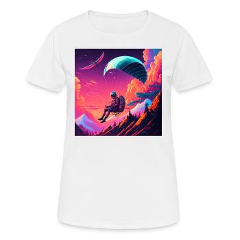 Paragliders in synthwave style - Women's Breathable T-Shirt - white - Front - AI Model Female 172 dark (172cm)