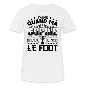 Le Foot | Ma Copine et Le football - T-shirt respirant Femme - blanc - Devant - AI Model Female 172 dark (172cm)