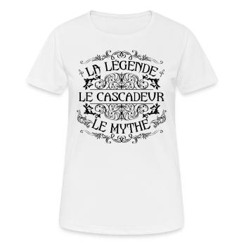 Cascadeur | la légende Cascadeur le mythe - T-shirt respirant Femme - blanc - Devant - AI Model Female 172 dark (172cm)