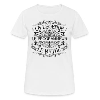 Programmeur | la légende Programmeur le mythe - T-shirt respirant Femme - blanc - Devant - AI Model Female 172 dark (172cm)