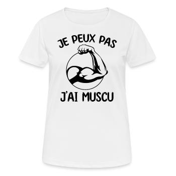 Musculation | J'peux pas j'ai muscu !! - T-shirt respirant Femme - blanc - Devant - AI Model Female 172 dark (172cm)