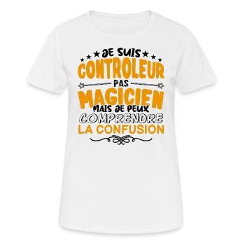Controleur pas Magicien | le Meilleur Controleur - T-shirt respirant Femme - blanc - Devant - AI Model Female 172 dark (172cm)