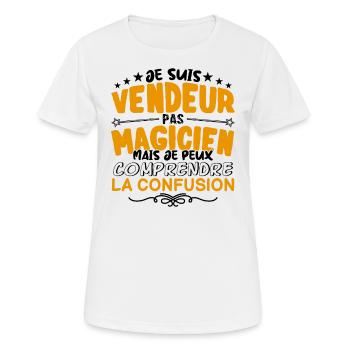 Vendeur pas Magicien | le Meilleur Vendeur cadeau - T-shirt respirant Femme - blanc - Devant - AI Model Female 172 dark (172cm)