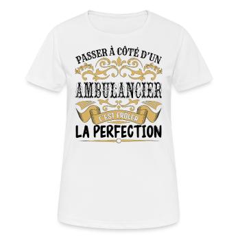 Ambulancier | le Meilleur cadeau Ambulancier - T-shirt respirant Femme - blanc - Devant - AI Model Female 172 dark (172cm)