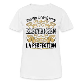 Electricien | le Meilleur cadeau Electricien - T-shirt respirant Femme - blanc - Devant - AI Model Female 172 dark (172cm)