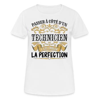 Technicien | le Meilleur cadeau Technicien - T-shirt respirant Femme - blanc - Devant - AI Model Female 172 dark (172cm)