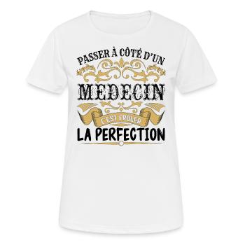 Médecin | le Meilleur cadeau Médecin - T-shirt respirant Femme - blanc - Devant - AI Model Female 172 dark (172cm)