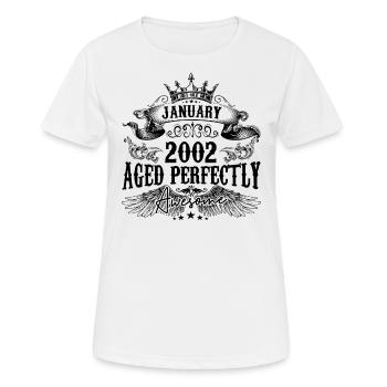 2002| January Aged Perfectly 2002 birthday gift - Women's Breathable T-Shirt - white - Front - AI Model Female 172 dark (172cm)