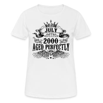 2000 | Juli Aged Perfectly 2000 Geburtstagsgeschenk - Frauen T-Shirt atmungsaktiv - Weiß - Vorne - AI Model Female 172 dark (172cm)