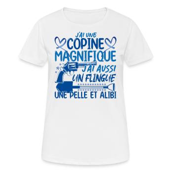 Copine Magnifique Humour Couple ma copine amour - T-shirt respirant Femme - blanc - Devant - AI Model Female 172 dark (172cm)
