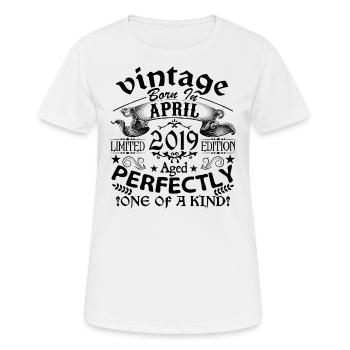 Avril 2019 | Vintage 2019 | né en Avril - T-shirt respirant Femme - blanc - Devant - AI Model Female 172 dark (172cm)
