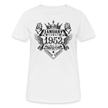Janvier 1952 Janvier 1952 né en Janvier - T-shirt respirant Femme - blanc - Devant - AI Model Female 172 dark (172cm)