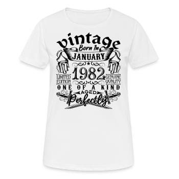 Januar 1982 Geburtstag Januar 1982 Januar - Frauen T-Shirt atmungsaktiv - Weiß - Vorne - AI Model Female 172 dark (172cm)