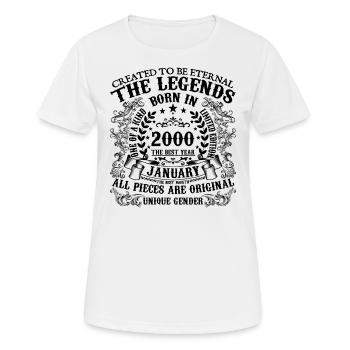 Anniversaire 2000 Janvier 2000 né en Janvier 2000 - T-shirt respirant Femme - blanc - Devant - AI Model Female 172 dark (172cm)